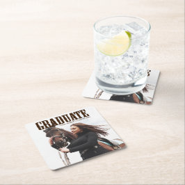 Country Western Graduate Foto Cowgirl Abschluss Rechteckiger Pappuntersetzer