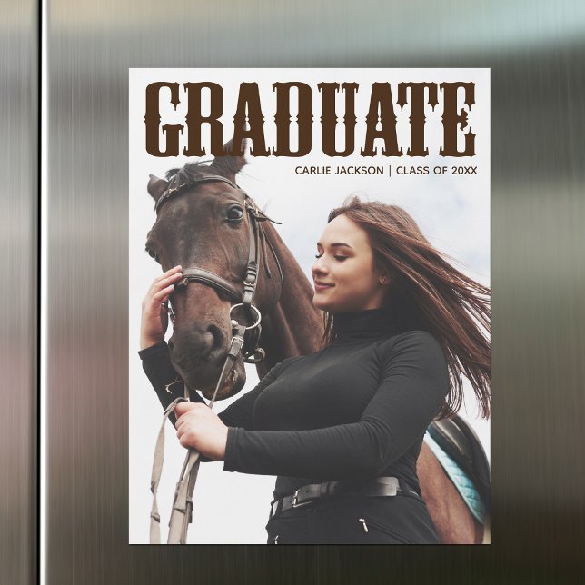 Country Western Graduate Foto Cowgirl Magnet Card (Von Creator hochgeladen)
