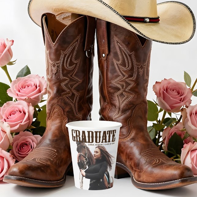 Country Western Graduate Foto Graduation Party Pappbecher (Von Creator hochgeladen)