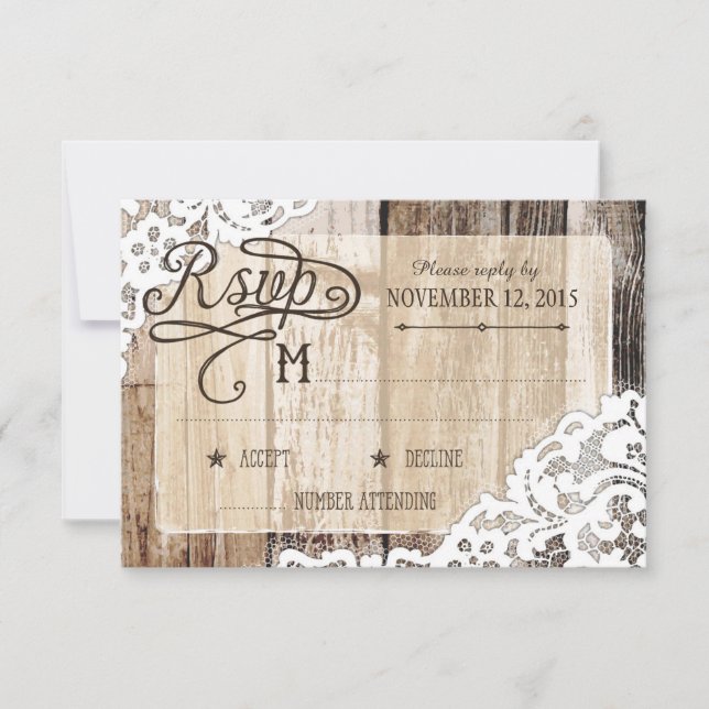 Country Western Holzwolle Rustic RSVP Card (Vorderseite)