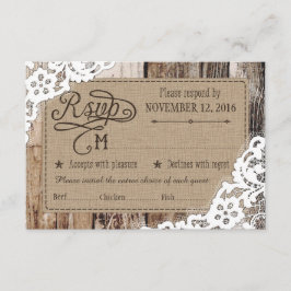 Country Western Holzwolle Rustic RSVP Card Karte