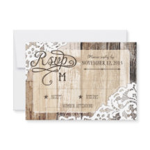 Country Western Holzwolle Rustic RSVP Card