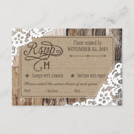 Country Western Holzwolle Rustic RSVP Card Karte