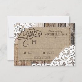 Country Western Holzwolle Rustic RSVP Card Karte