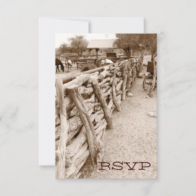 Country Western Horse Corral Wedding RSVP Cards Karte (Vorderseite)