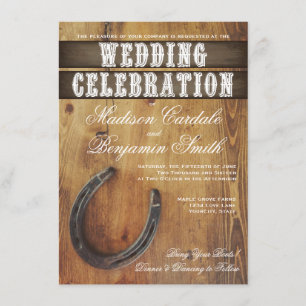 Country Western Horseshoe Rustic Wedding Invites Einladung