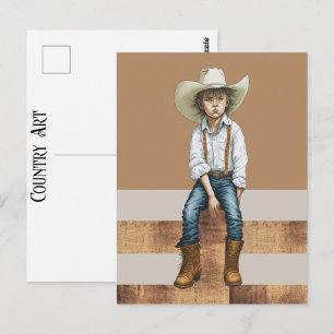 Country Western Junge Cowgirl Auf Post Ranch Stil Postkarte