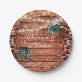 Country Western Lights Boots Hat Hochzeit Pappteller