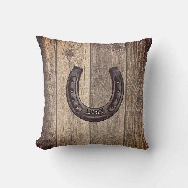 Country Western Personalisiert Lucky Horseshoe Kissen (Vorderseite)