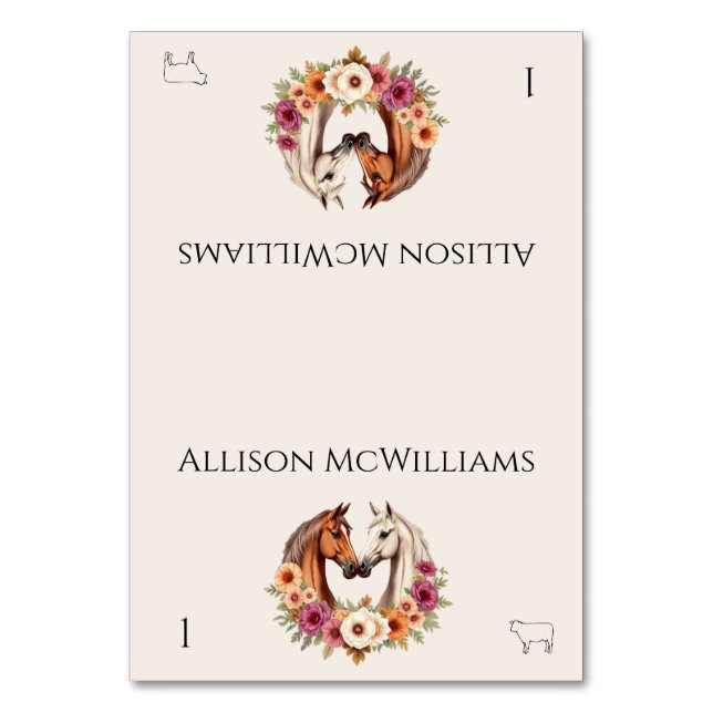 Country Western Pferde Fleischsymbol Tischnummer (Vorderseite)