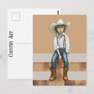 Country Western Ranch Junge Cowgirl im Postkartens Postkarte