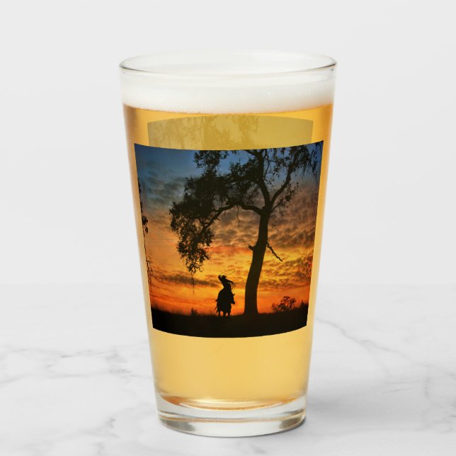 Country Western Roping Cowboy Glas (Vorne (Gefüllt))