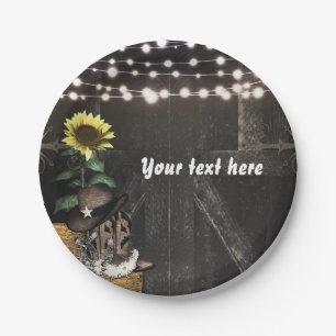 Country Western Rustic Barn Door Hochzeitsfeier Pappteller