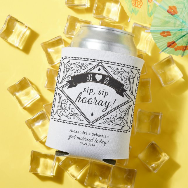 Country Western Rustikale Schwarz-weiße Hochzeit Dosenkühler (In Situ Sommer)