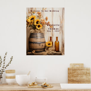 Country Western Sonnenblumen Whiskey Barrel Willko Poster