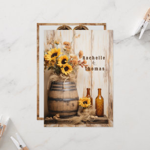 Country Western Sonnenblumen Whisky Fass Einladung