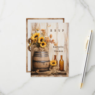 Country Western Sonnenblumen Whiskyfass RSVP Karte
