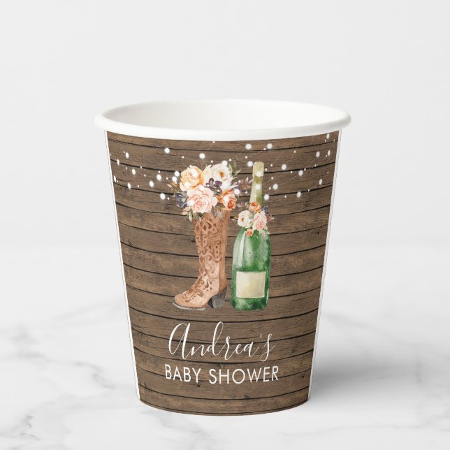 Country Western Stiefel und Bubbly Paper Cup Pappbecher (Vorderseite)