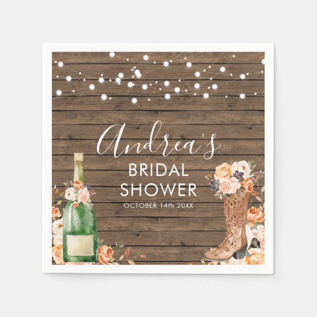 Country Western Stiefel und Bubbly Paper Napkin Serviette (Vorderseite)