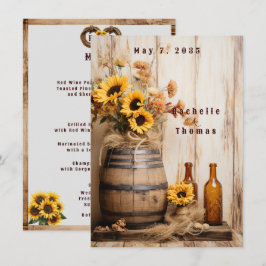 Country Western Sunblumen Whiskey Barrel Menükarte
