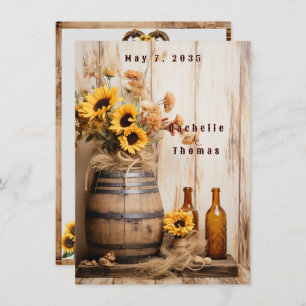 Country Western Sunblumen Whiskey Barrel Menükarte