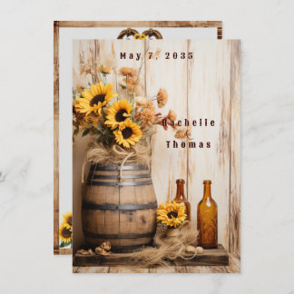Country Western Sunblumen Whiskey Barrel Menükarte