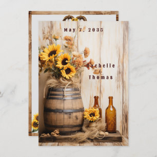 Country Western Sunblumen Whiskey Barrel Menükarte