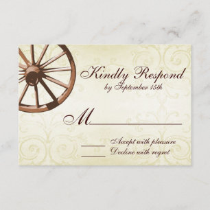 Country Western Wagon Wheding RSVP Card