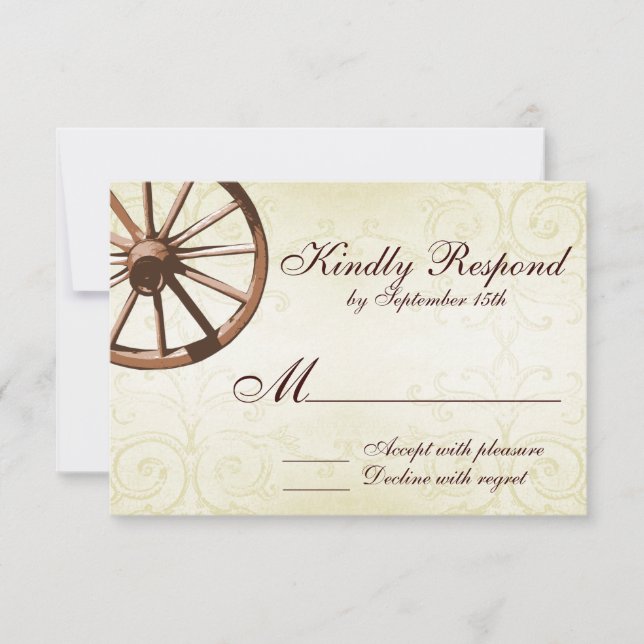 Country Western Wagon Wheding RSVP Card Karte (Vorderseite)
