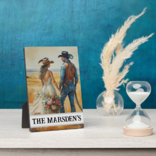 Country Western Wedding Watercolor Fotoplatte