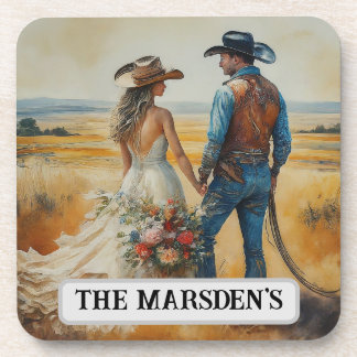 Country Western Wedding Watercolor Getränkeuntersetzer