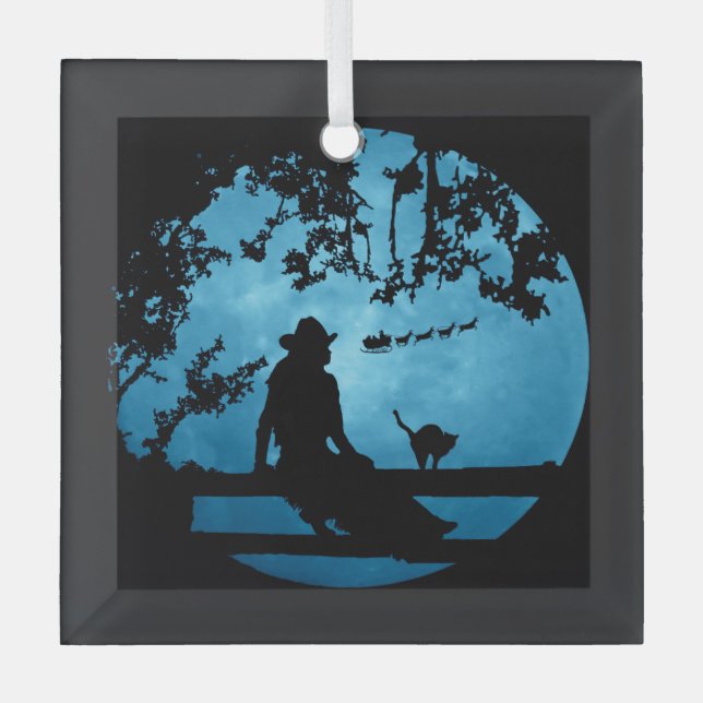 Country Western Weihnachtsmädchen und Weihnachtsma Ornament Aus Glas (Vorderseite)