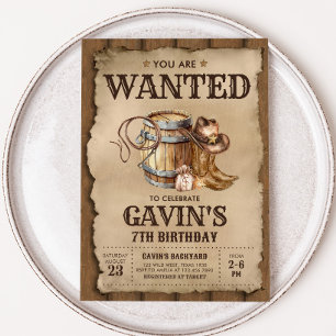 Country Western Wollte Cowboy Birthday Party Einladung