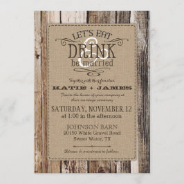 Country Western Wood Planks Rustikale Hochzeit Einladung