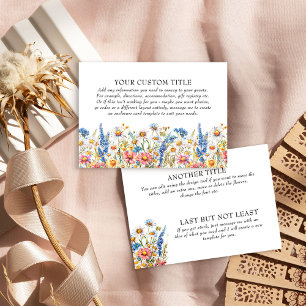 Country Wildblume Wedding DIY Custom Begleitkarte