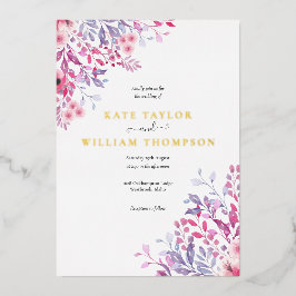 Country Wildblumen Blumenhochzeit Gold Folieneinladung