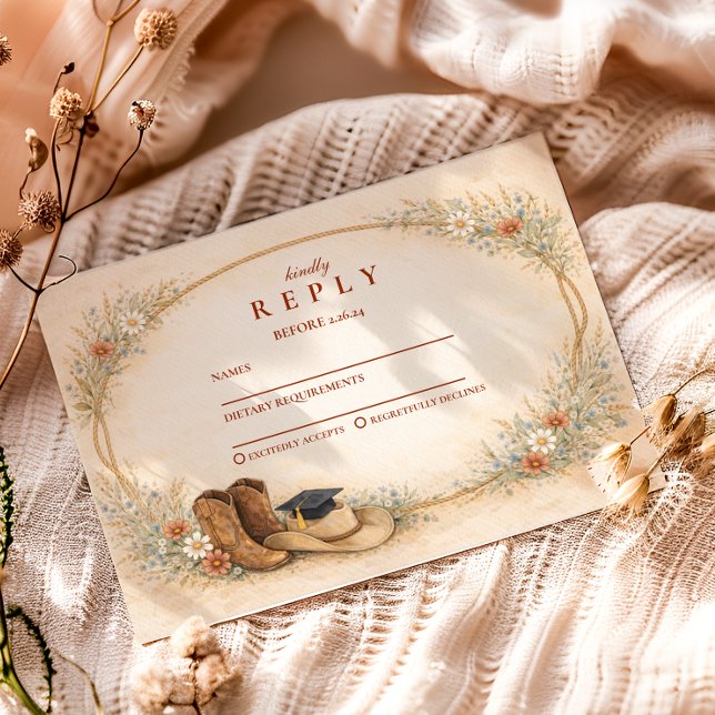 Country Wildflower Graduation Party RSVP Karte (Von Creator hochgeladen)