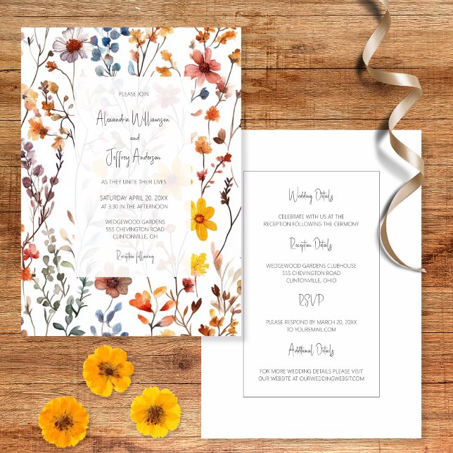 Country Wildflowers Wedding Invitation Einladung (Von Creator hochgeladen)