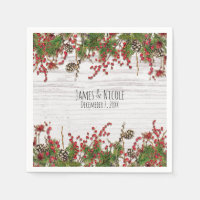 Country Winter Holiday Berries & Pine Cone Wedding