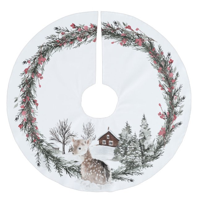 Country Winter Wonderland, Baby Deh, Rustikal, Polyester Weihnachtsbaumdecke (Vorderseite)
