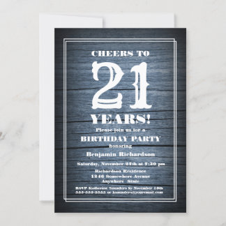 Country Wood 21. Geburtstag Party Einladung