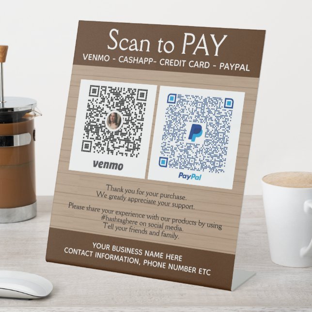 Country Wood Crafts VenmoPay hier Sockelschild (In Situ)