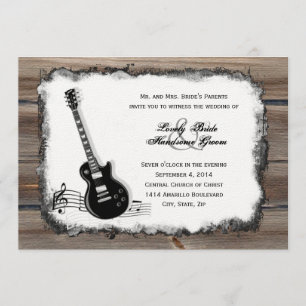 Country Wood Electric Gitarre Hochzeit Einladung