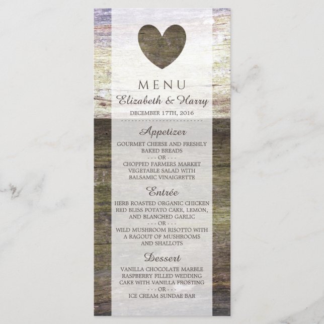 Country Wood Heart Menü Menükarte (Vorderseite)