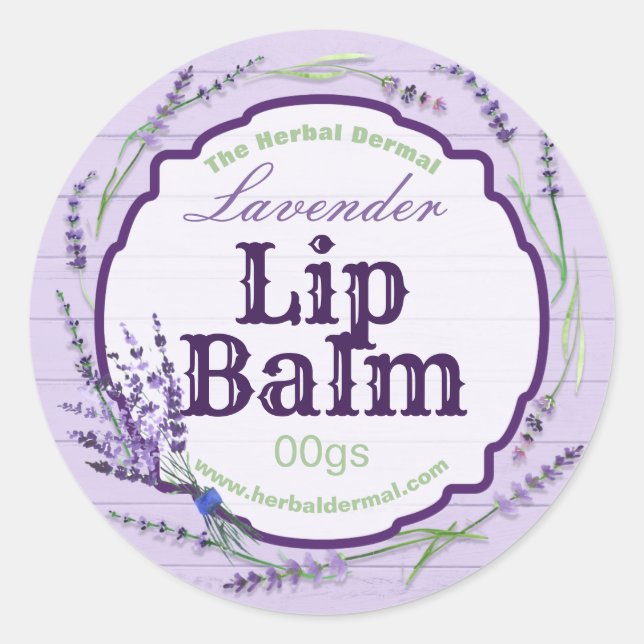 Country Wood Lila Lavender Lip Balm Labels Runder Aufkleber (Vorderseite)
