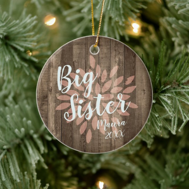 Country Wood Personalisiert Big Sister Werbeaktion Keramik Ornament (Baum)