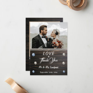 Country Wood White Pearls & Lace Dankeschön Karte