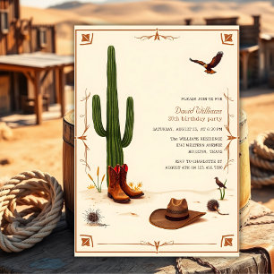 Country-Wüsten-Thema Western-Cowboy-Geburtstag Einladung