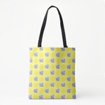 Country Yellow Gingham mit violetten Blumen