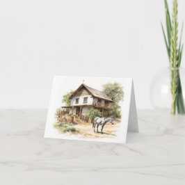 Country Zuhause mit Pferd in der Front Yard BLANK Karte